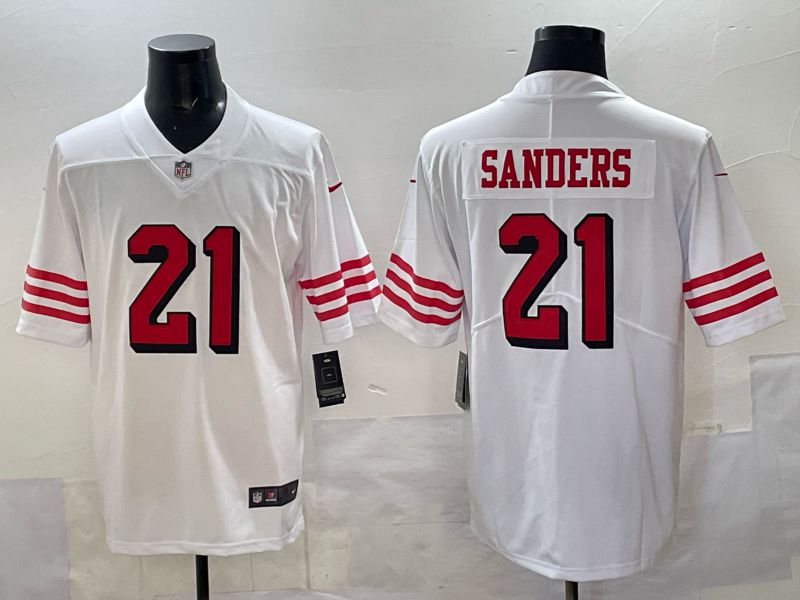 Men San Francisco 49ers #21 Sanders White Throwback Nike Limited NFL 2025 Jersey style 03